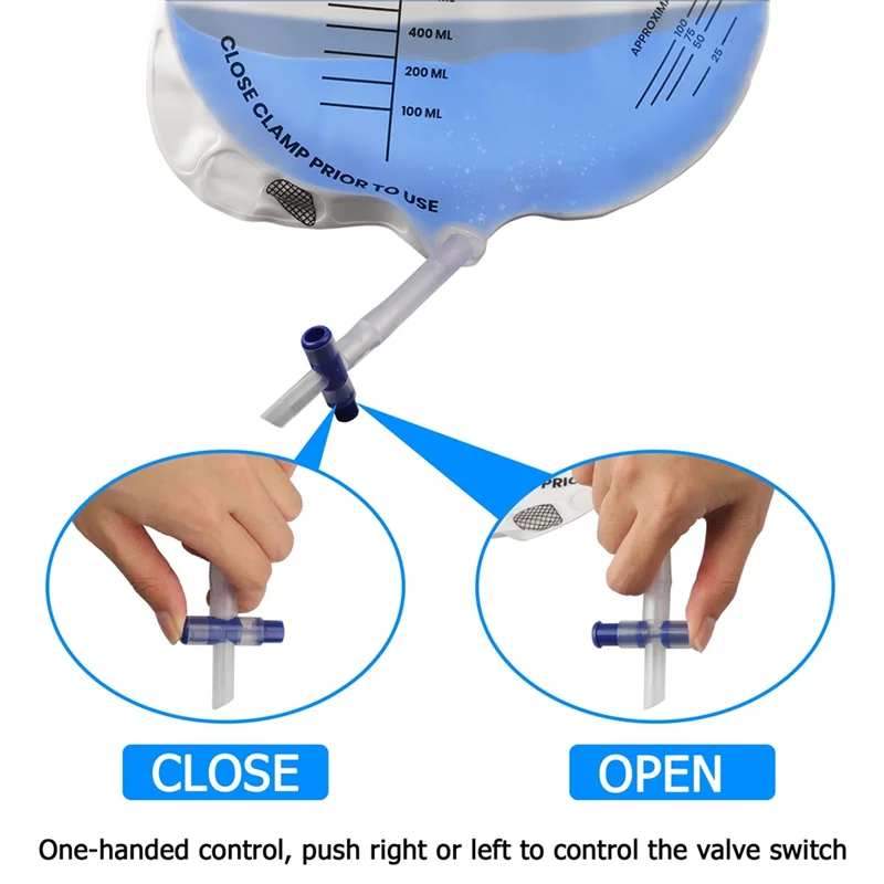 

A7THK-2000Ml Urine Drainage Bags-6 PCS Set With Individually Wrapped Catheter, Drainage Tube, Anti-Reflux Chamber