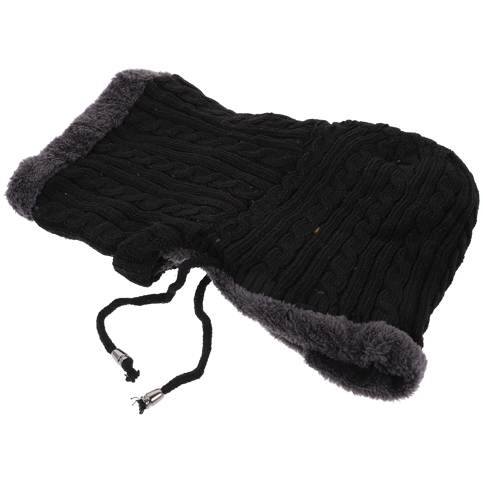 

Winter Warm Knitted Beanie with Neck Protector One Size Fits Most Outdoor Sports Hat for Skiing Running Hiking Black