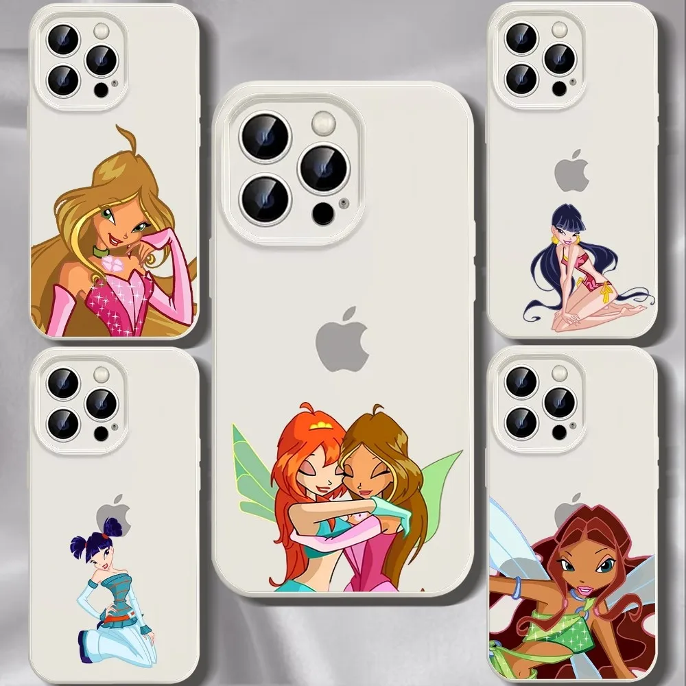 Girl W-Winx Clubs Phone Case For Iphone 11 13 14 Pro Max X Xr Xs Max Se2020 12mini White Cover Case