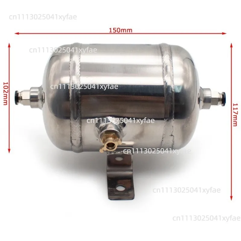 1L Mirror Polished 304 Stainless Steel Pressure Buffer Tank 1.25MPa With 3 G1/4 Interfaces