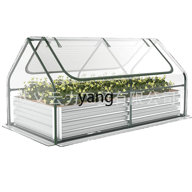 LMM outdoor gardening planting box metal galvanized sheet garden bed with canopy vegetable planting frame cultivation box