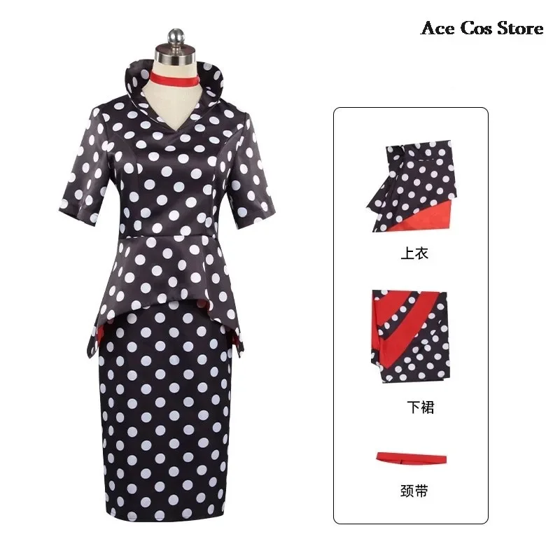 Film da favola Horror Coraline madre Costume Cosplay parrucca Polka Dress Secret Adult Halloween Party spaventoso vestito da gioco di ruolo