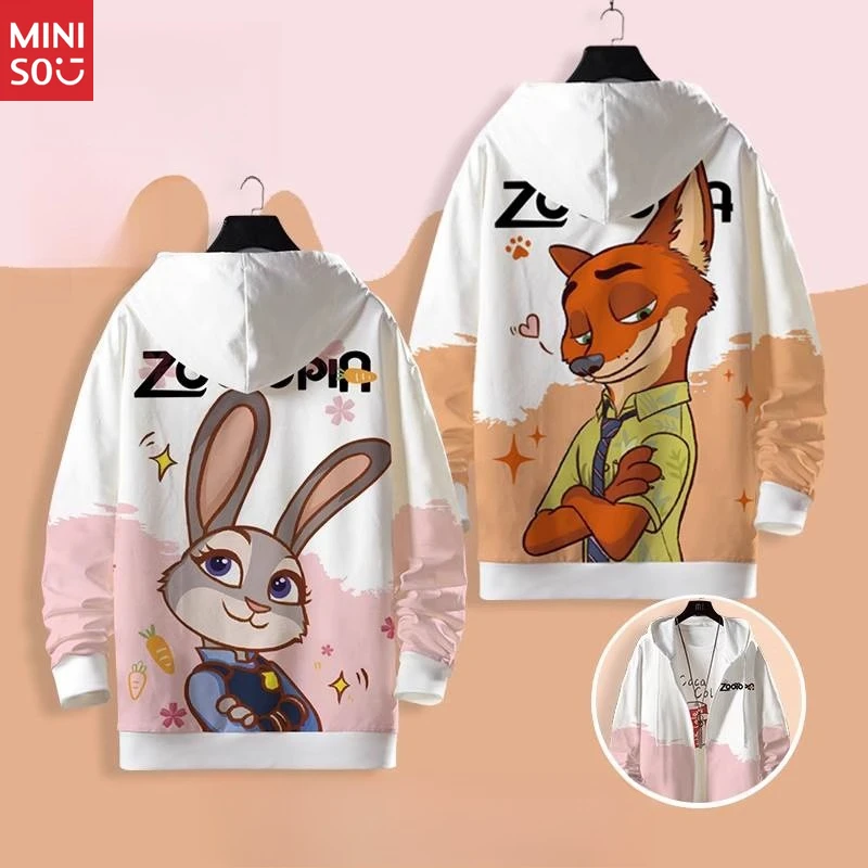 미니소 주토피아 후드 가디건 남성용, 주디 닉 플리스 재킷, 플러스 사이즈 셰르파 탑