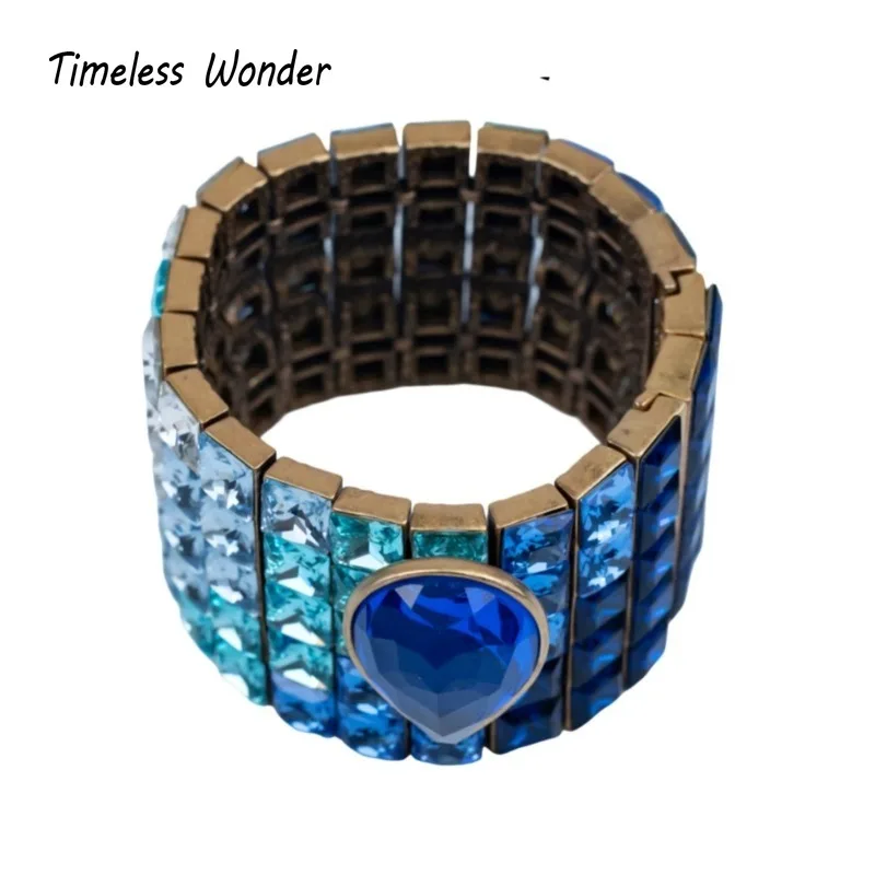 

Timeless Wonder Fancy Crystal Geo Wrap Bracelet N Stud Earrings for Women Designer Jewelry Sets Fine Runway Rare Retro Top 7524