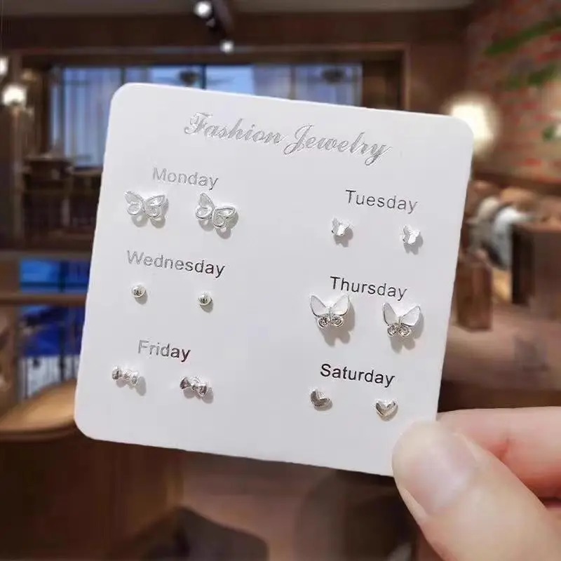 

6 Pairs/set Stud Earrings Sets for Teens Girls Women Dainty Cute Hypoallergenic Statement Bride Wedding Party Stud Earring