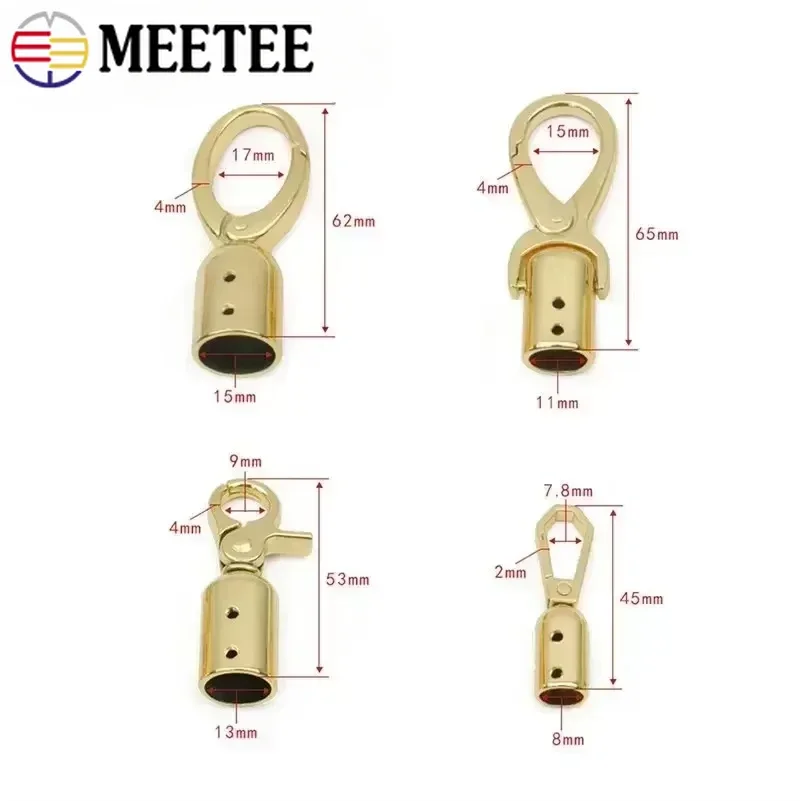 5Pcs 8-15mm Metal Buckles Bag Strap Stopper Cap Hanger Tassel End Carabiner Clips Connect Snap Hook Leather Crafts Accessories - Image 3