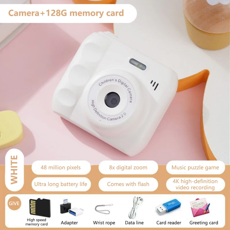 Mini CCD Digital Camera Portable Retro Photo Machine Photography Gifts For Kids Children Student Vlog LED Light HD Pixels
