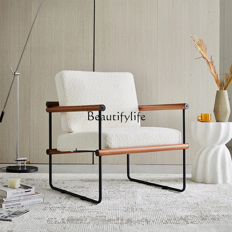 Italian Style Light Luxury Lambswool Leisure Chair Modern Minimalist Fabric Living Room Lazy Sofa Chair