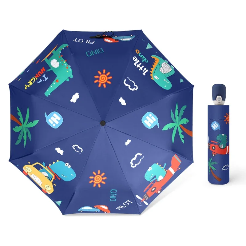 Children Automatic Umbrella Rain Kids Lovely Unicorn Folding Umbrellas Windproof Black Coating Anti UV Parasol Girl Boy Umbrella