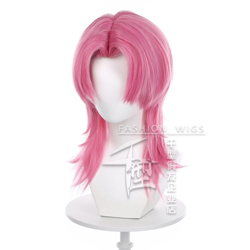 Saja Boys Romance Cosplay Wig Synthetic 40cm Deep Pink Men Hair Heat Resistant Anime Wigs