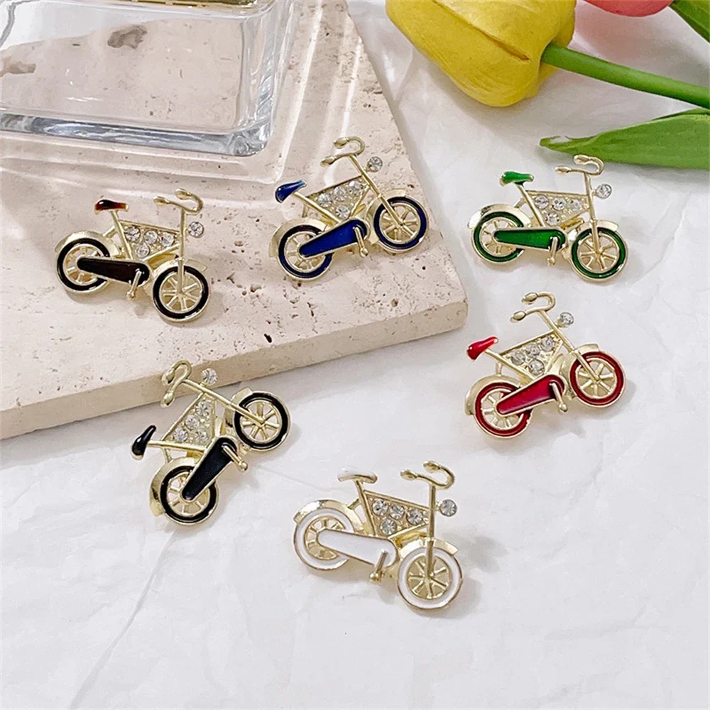 دبابيس الدراجة الحديثة خمر الملونة حجر الراين دراجة الأزهار دبابيس للنساء مكتب مجوهرات عادية هدية تذكارية للحفلات #5