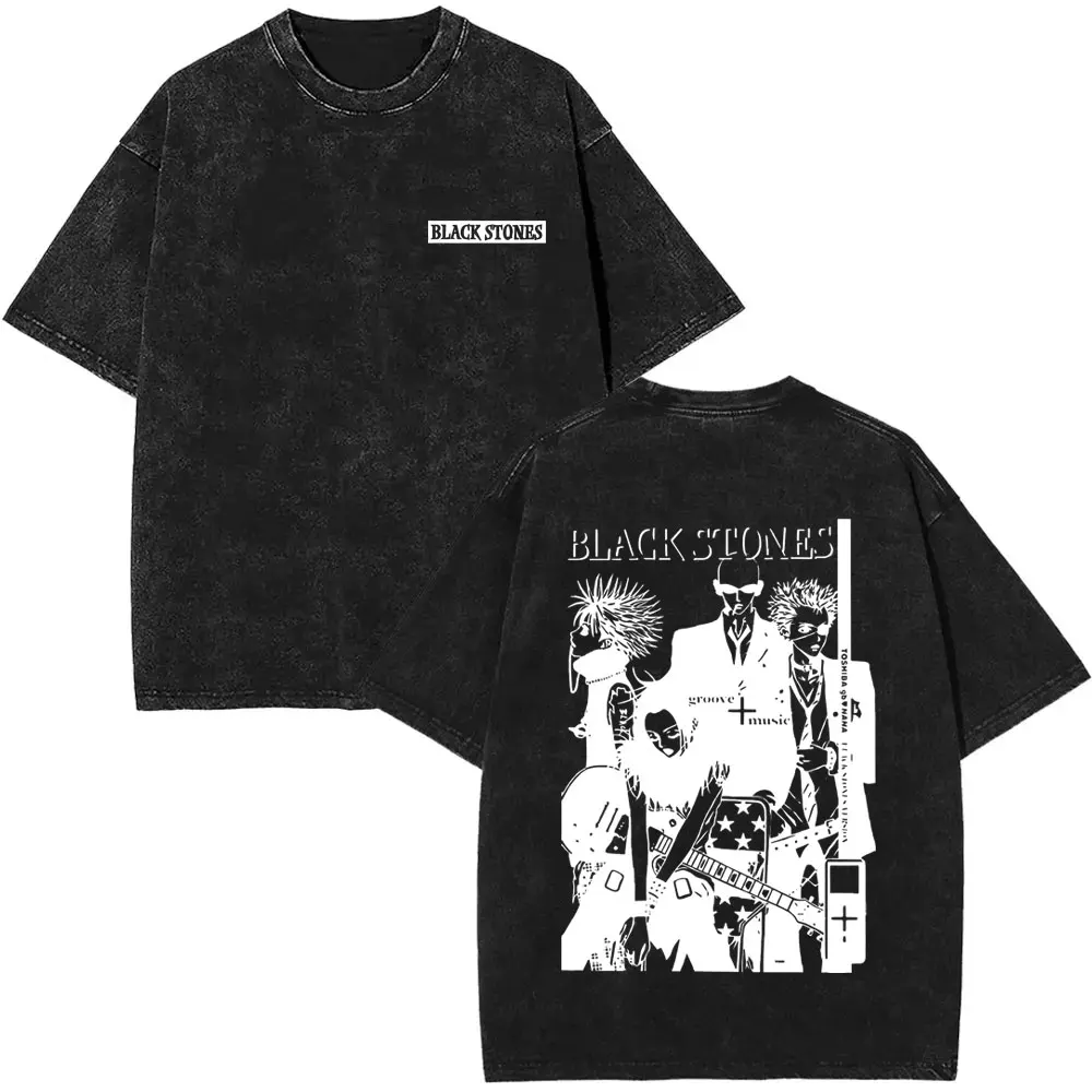 Anime Nana Osaki Vintage gewaschene T-Shirts Grunge Black Stones Y2k Streetwear Männer Frauen 90er Jahre Cartoon übergroße Kurzarm T-Shirt – Detail 35