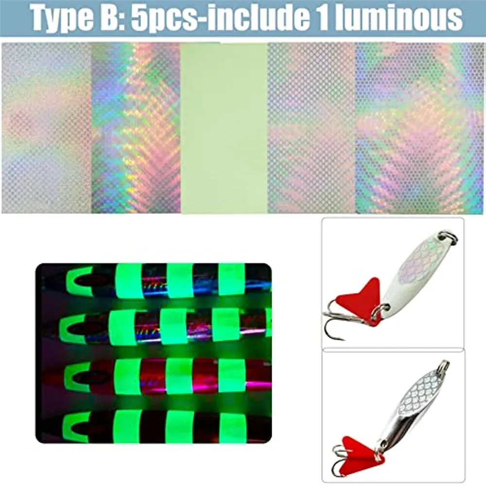 77PCS Holographic Fishing Lure Sticker With 5D Fish eyes Fish Scales Tape Luminous Sticker DIY Making Fishing Lure Accessories