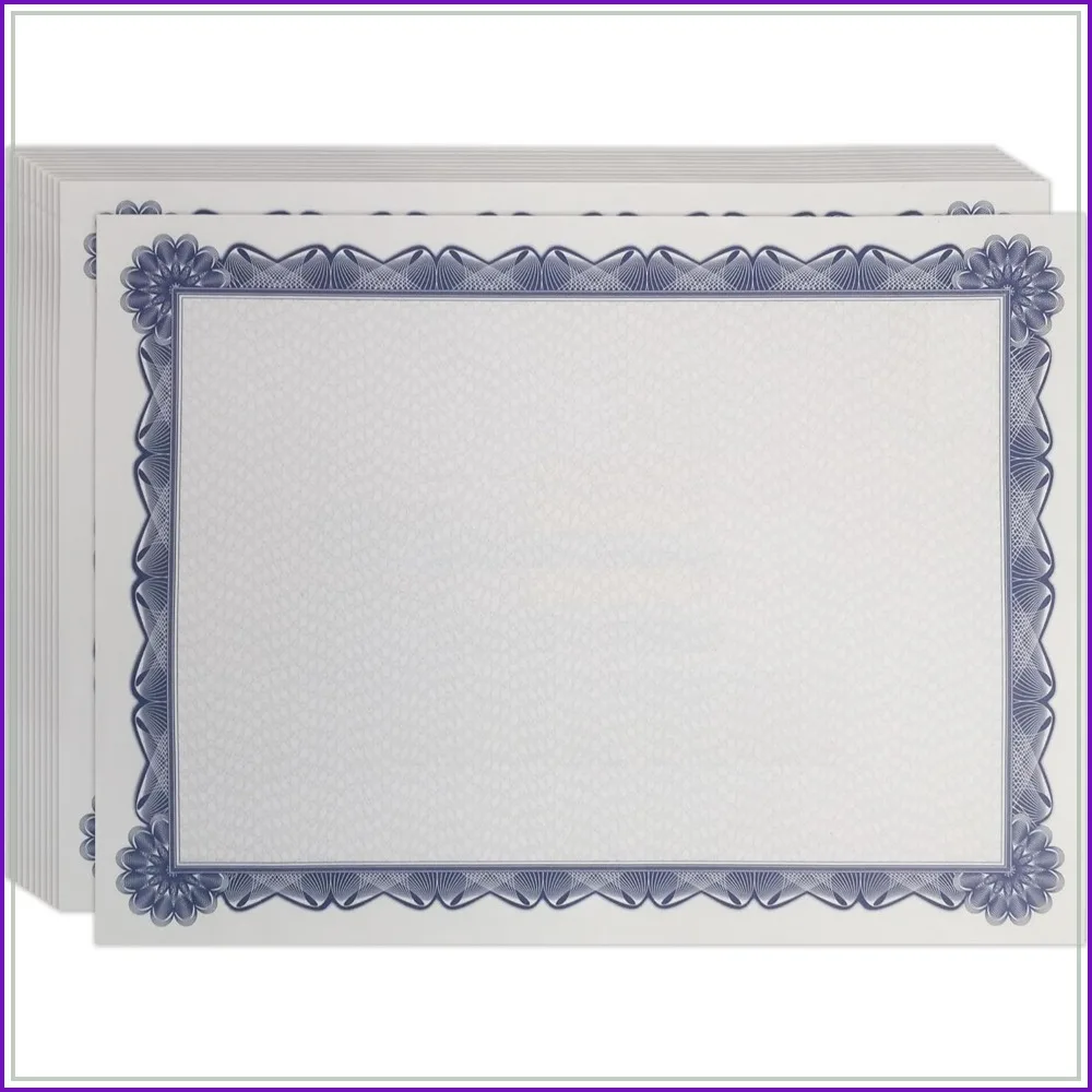 

100 Sheets Diploma Certificate Paper, Blue Border, Letter Size, Specialty Award, Laser and Inkjet Printer Friendly, 8.5 x 11 Inches
