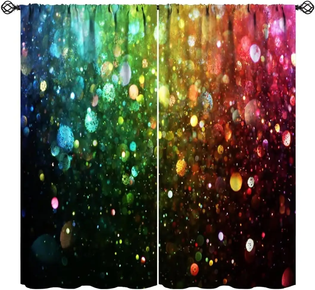 Elegant Bokeh Lights Window Curtain Sheer Disco Night Sky Drapes Abstract Glowing Party Light Filtering Fabric Room Decor Panels