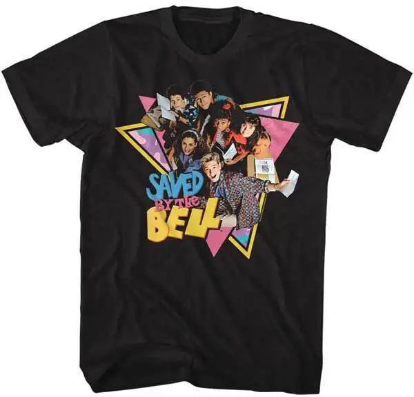 Saved By The Bell Group Photo Colored Triangle Background Men's T Shirt