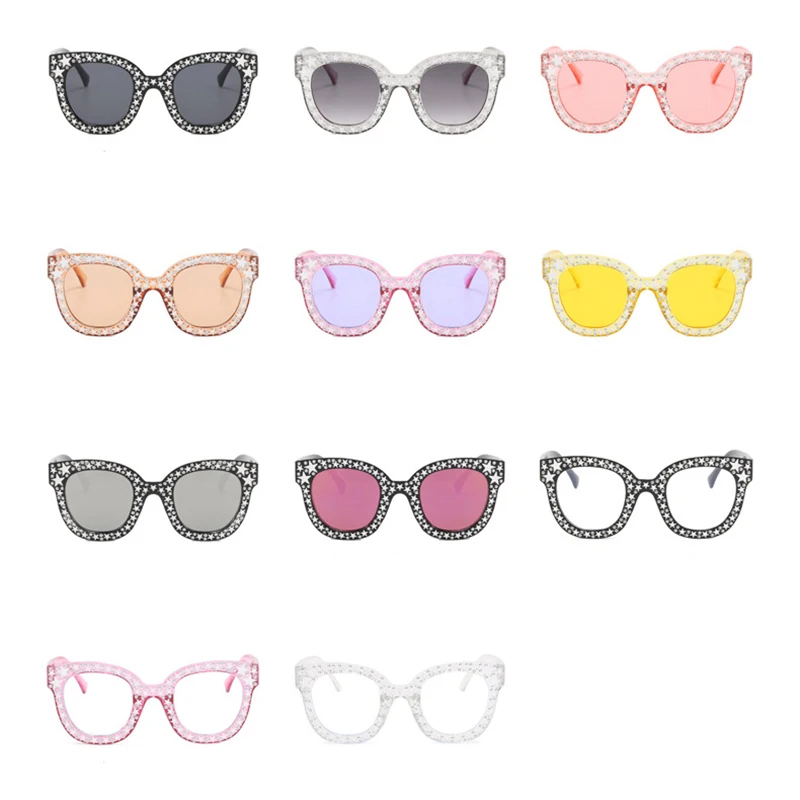 Vintage Luxury Brand Designer Square Diamond Star occhiali da sole donna Shades trend Punk Big Pink Clear occhiali da sole montatura da vista