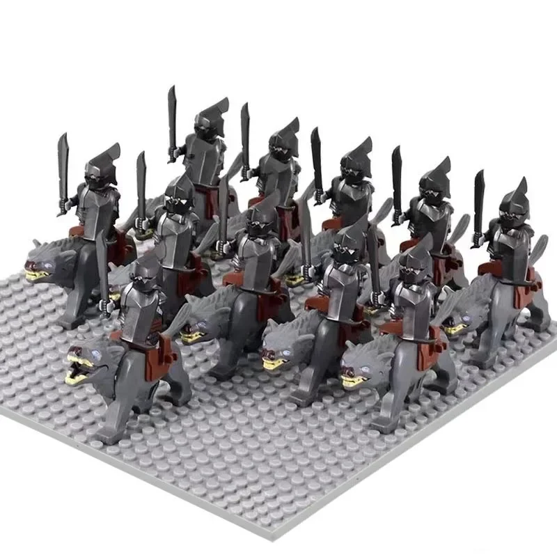 Middle Age Demon Realm Warg Varg Orcs Soldier VS Uruk-hai Azog Figures Creative War Mount Elk Boar Wolf  DIY Bricks Toys for Kid