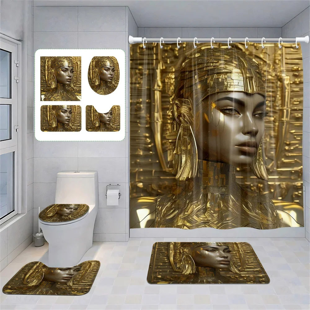 Home shower curtains bathroom Decora waterproof fabric non-slip bath mat water absorption curtain Modern Nordic Egypt pharaoh