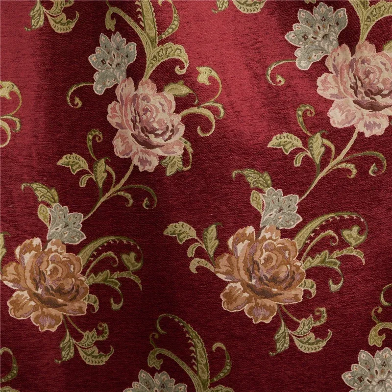 HQYQJJHYR النبيذ الأحمر الفاخرة الشنيل الجاكار سماكة ستائر التعتيم لغرفة المعيشة غرفة نوم مخصص الفرنسية نافذة الستائر #2