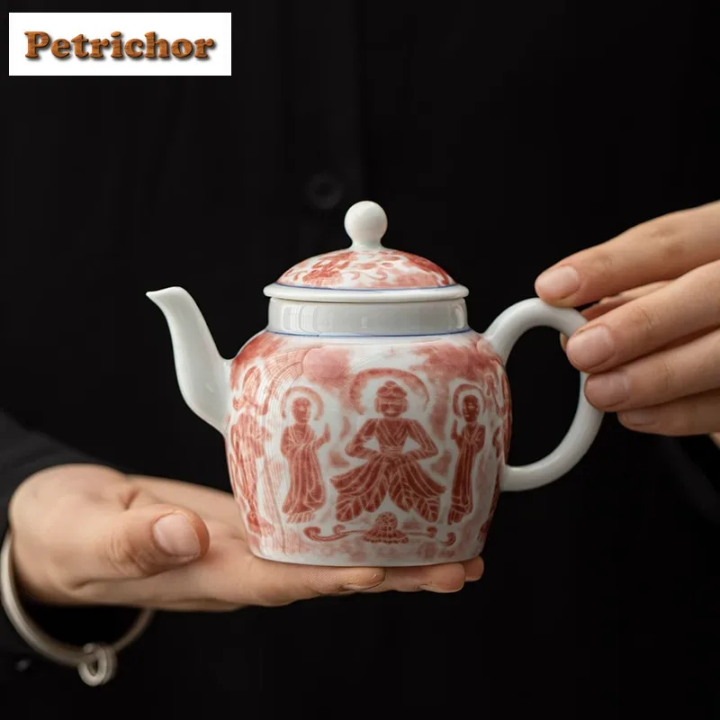 

185ml Dunhuang Wood-fired Porcelain Teapot Luxury Tea Infuser Pot Tea Brewing Kettle With Strainer Teaware Supplies Collection