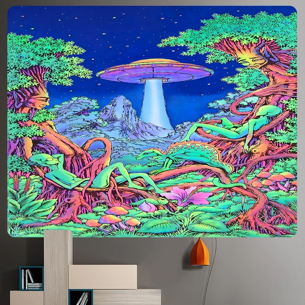 Moon starry sky home decoration art large tapestry mushroom psychedelic scene bohemian decoration bed sheet sofa blanket