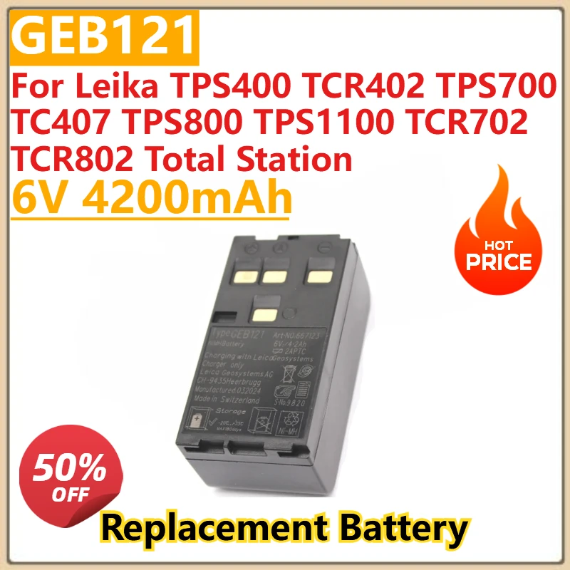 

New 6.0V 4200mAh Battery GEB121 for Leika TPS400 TCR402 TPS700 TC407 TPS800 TPS1100 TCR702 TCR802 Total Station