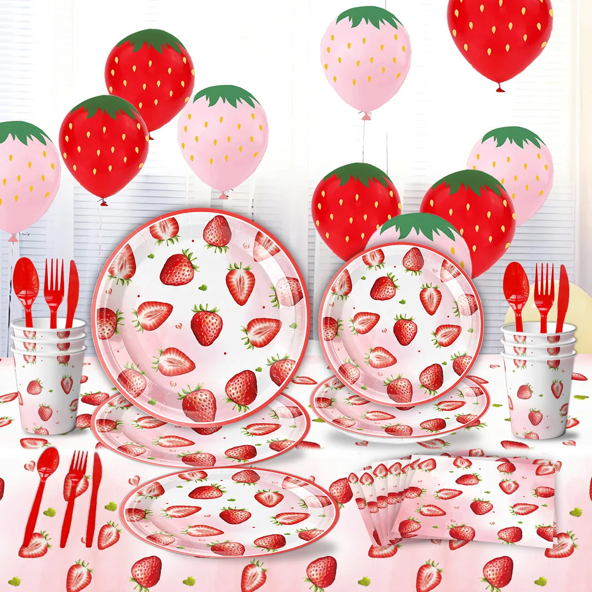 

Strawberry Party Disposable Tableware Wedding Party 1st Birthday Party Baby Shower Party supplies Children's birthday decoration