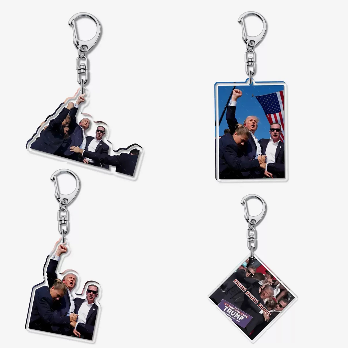 Trump commemorative 5CM acrylic keychain mythical historical Trump keychain of the Investiture Century