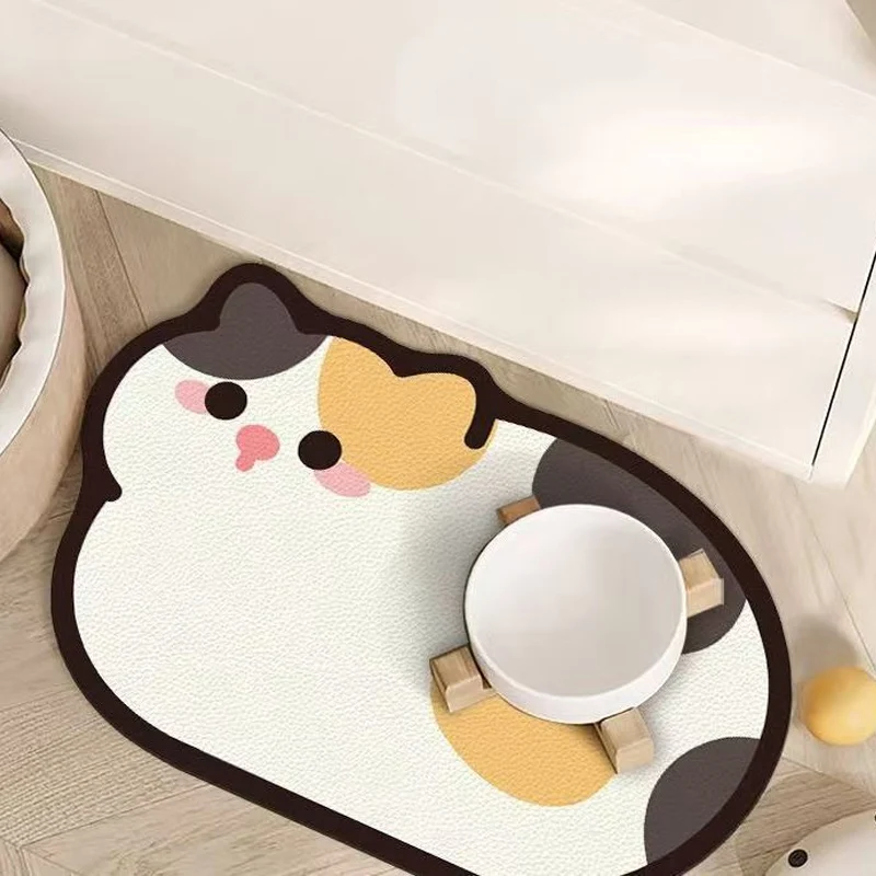 Niedliche Katzenförmige Haustier-Fressmatte Wasserdicht Rutschfest Katzenschüssel-Unterlage Futter- und Wasserschüssel-Pad Leicht zu Reinigen Haustier-Esszubehör für – Detail 1