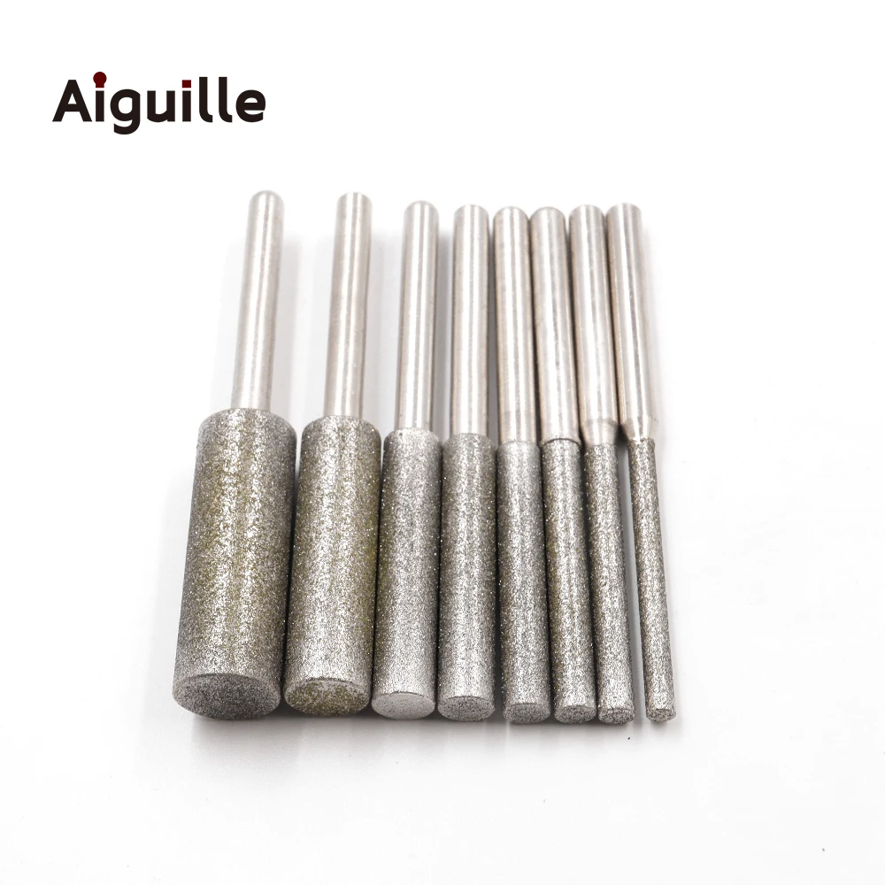 150# ultra-long Cylinder Diamond Grinding Bits 4-15mm Diamond grinding points Metal Abrasive bits jade stone grinding burr