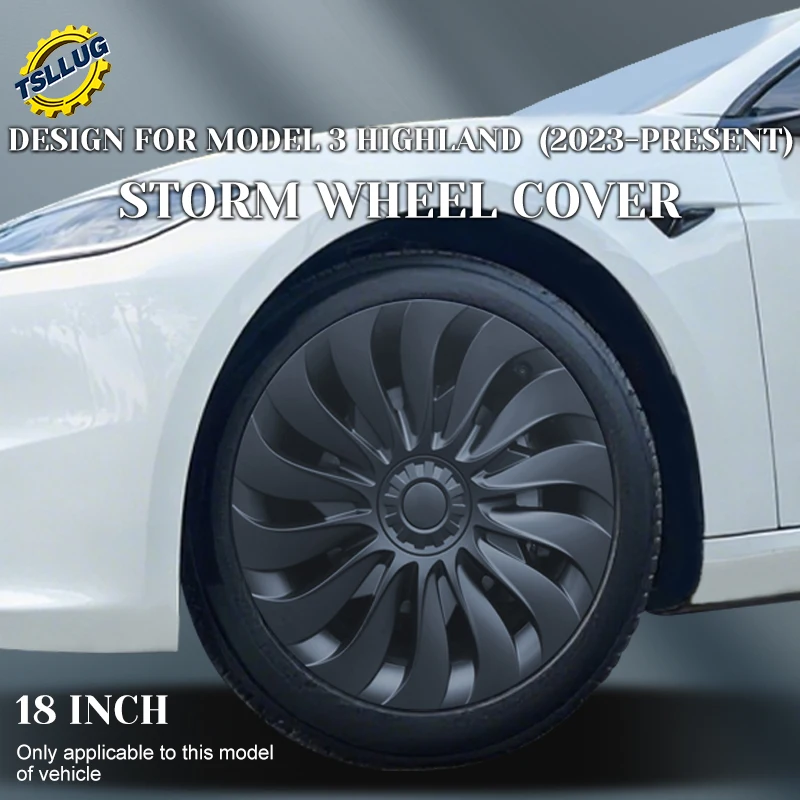 

4 шт. для Tesla Model 3 Highland 2023-2026, новые колпаки Storm, 18 дюймов, сменные автомобильные колпаки на колеса, полноразмерные колпаки на диски, автоаксессуары
