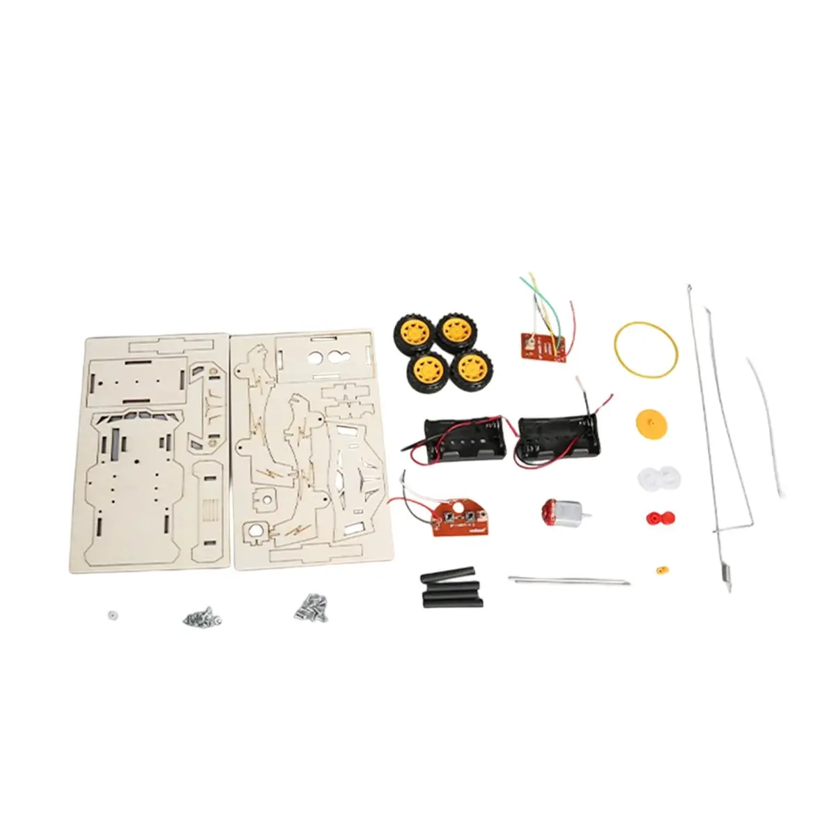 (A30I] DIY Wooden Remote Control Car Wooden Four Wheel Drive Racing Assembling Science Experiment Kits KID STEM Educational Toy