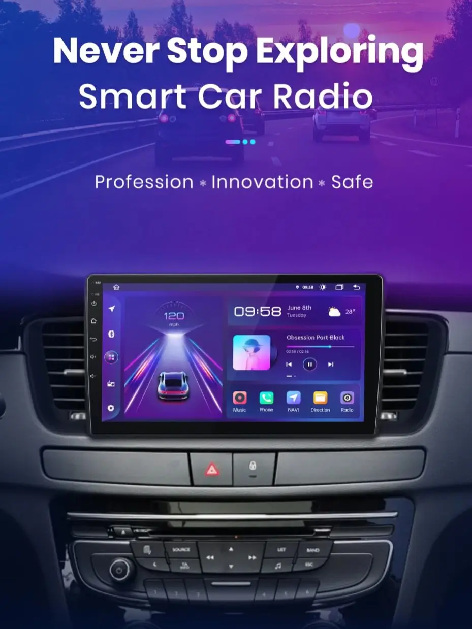 Junsun do Peugeot 508 2011-2018 9 Cali 4GB 64GB Android 13 Car Stereo GPS Nawigacja Carplay Radio Samochodowe DSP Bluetooth FM Obsługa Sterowania Kierownicą Wejście USB AUX Gotowy do Kamery Cofania — 2