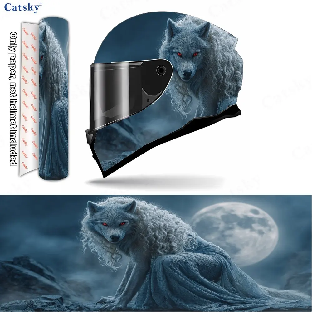 

Charming Demon Wolf Print Helmet stickers , PVC Material Multifunctional Helmet Stickers, Scratch-Resistant & Fade-Proof, Easy t