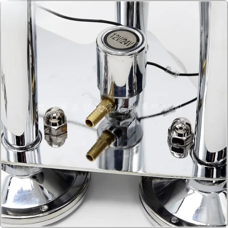 العقلية الفضة مطلي بالكروم ثلاثة أنابيب ميلودي الموسيقية شاحنة ضغط الهواء القرن لقارب مزدوج النغمة AS095