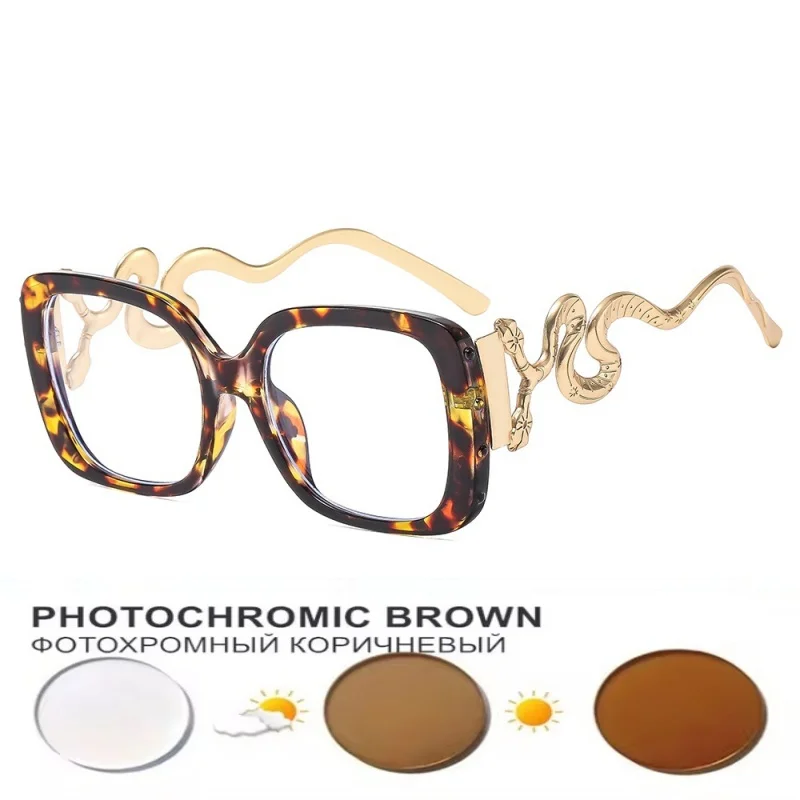 Square Large Frame Non-Prescription Glasses Anti-Blue Light Glasses  Women Retro Glasses Prescription glasses for myopia 0~-6.00