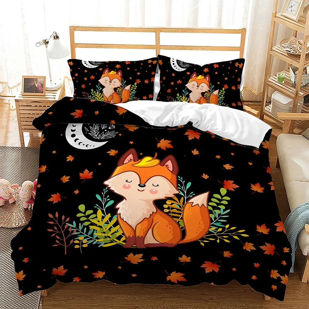 Animal Cute Little Fox Duvet Cover 23 Home Textile For Kids Adult Bedding Bedding Set Double King Full Size Home Decor