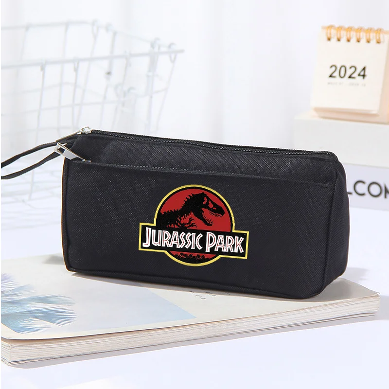 Jurassic Parks Canvas Pencil Case Zipper Student Back To School Stationary Storage Pouch Pencilbag Birthday Gifts Pen Bags Gifts