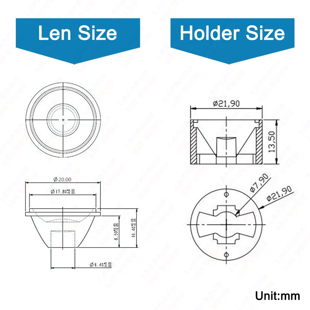 10 set di lenti LED ad alta potenza 1W 3W 5W 20MM lenti PMMA con staffa 5 8 15 25 30 45 60 90 120 gradi per perline luminose da 1 3 5 Watt