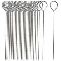 12/30Pcs Lacers for Trussing Turkey, 6-inch Stainless Steel Skewers for Grilling Onions Prawns Rolled Meat, Cooking & BBQ Tools