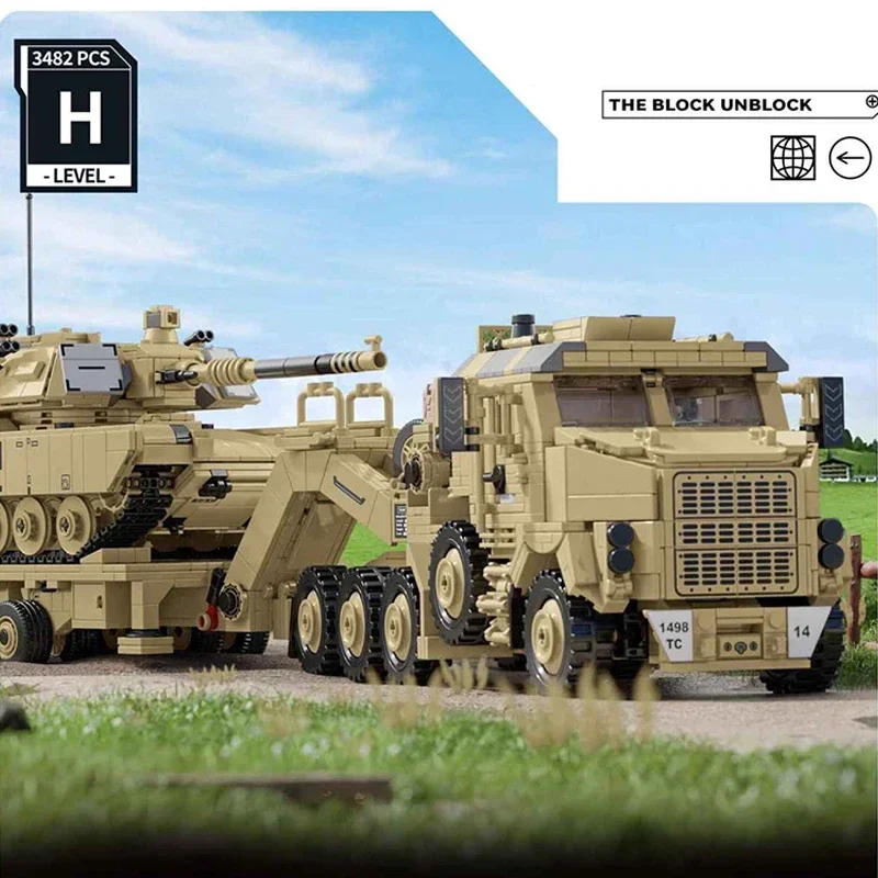 Military PANLOS MOC 628015 M1070 Armored Vehicle Transporter Tank Armored Car Model 3482PCS Building Blocks Brick Puzzle Toys