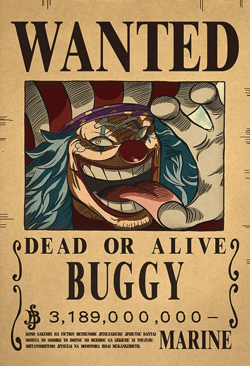 Anime One-piece Luffys Placard Bounty Wanted Posters Law Kid Figures Vintage Living Room Wall Decoration Ledger Sticker Toys