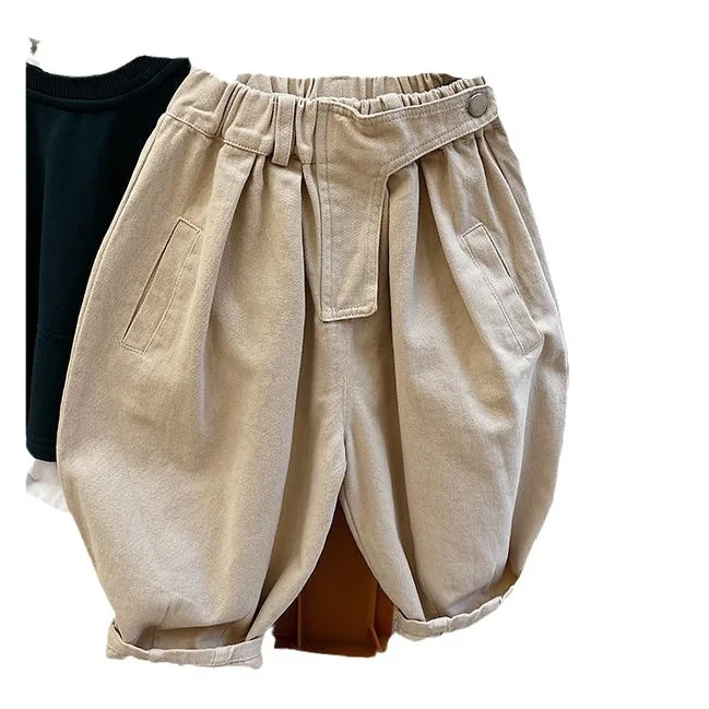 2025 الأطفال الخريف الشتاء سراويل تقليدية سميكة تنوعا الصلبة مرونة الخصر الاطفال الفتيان سراويلي حريمي 1-10 سنوات الفتيان السراويل #5