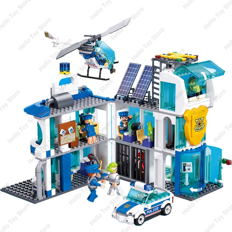 2024 Modern Police Station SWAT City Model Building Blocks Command Vehicle Policeman Figures Bricks DIY Toy For Kids Boys Gifts