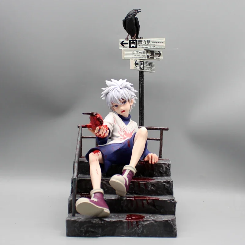 

35cm Hunter × Hunter Gk Killua Zoldyck Anime Figure Red Stone Statue Desktop Decoration Model Children'S Birthday Doll Toy Gifts