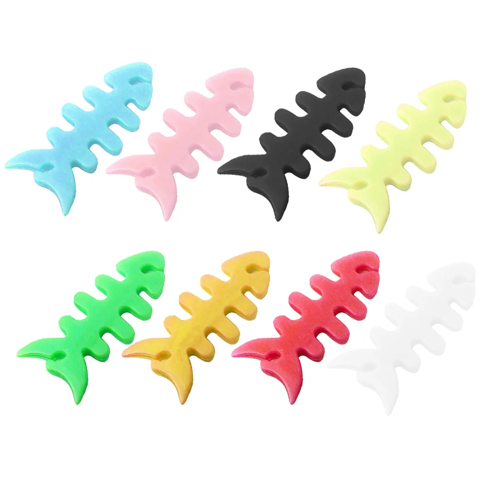 

200Pcs Cable Winder Fish Bone Shape Silicone Earphone Wire Holder Storage Organizer for Travel Home Cable Winder