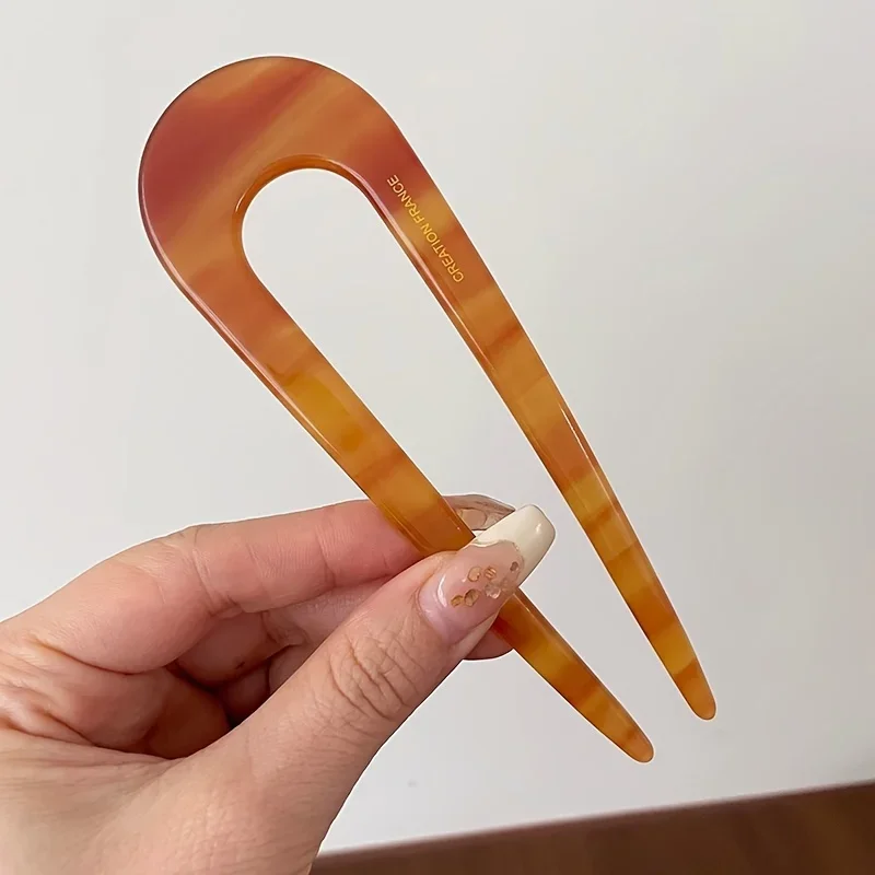 Elegante französische U-förmige Haarnadel, Retro-Haarklammer für Mädchen, geeignet für dickes Haar – Detail 7