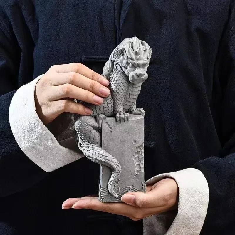 

Китайская декоративная статуя пан-дракона-талисмана, скульптура из зеленого песочного камня, домашняя гостиная и офис, статуя фэн-шуй