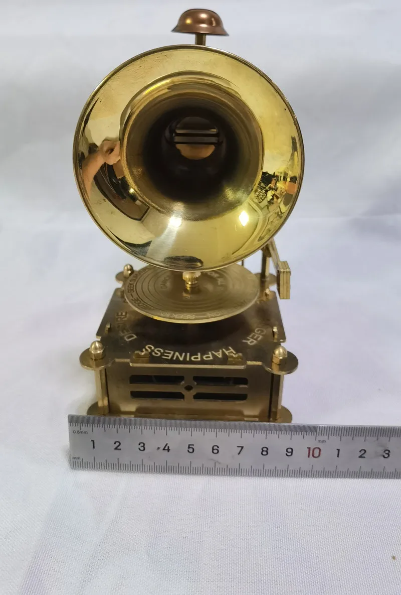 Handcrafted Classic Desktop Music Box Retro Metal Brass Gramophone Music and Projector Movie Style with Fuel Lighters Collectors